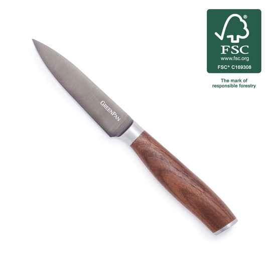Premiere Titanium Cutlery 4" Paring Knife with Walnut Handle