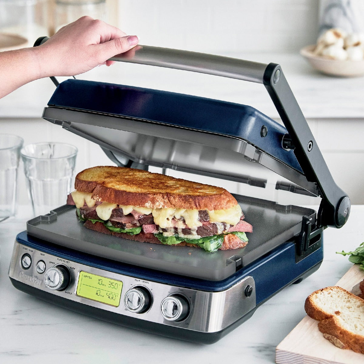 Press Sandwich Maker Double Sided Sandwich Grill Pan 2 Compartment