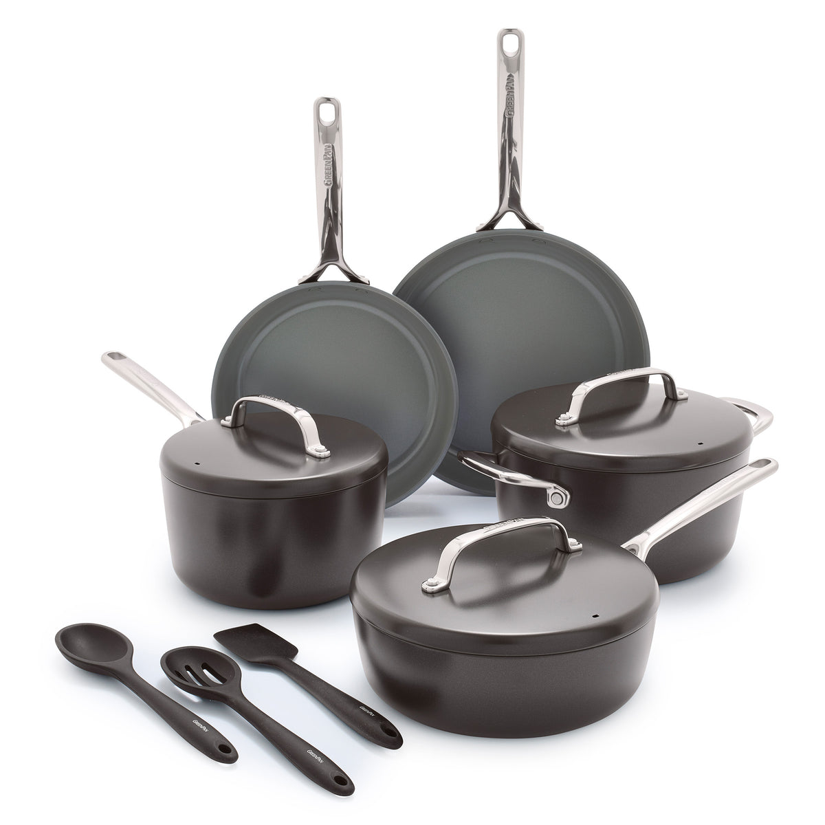 GP5 Colors Ceramic Nonstick 11-Piece Cookware Set with Mirror Handles ...