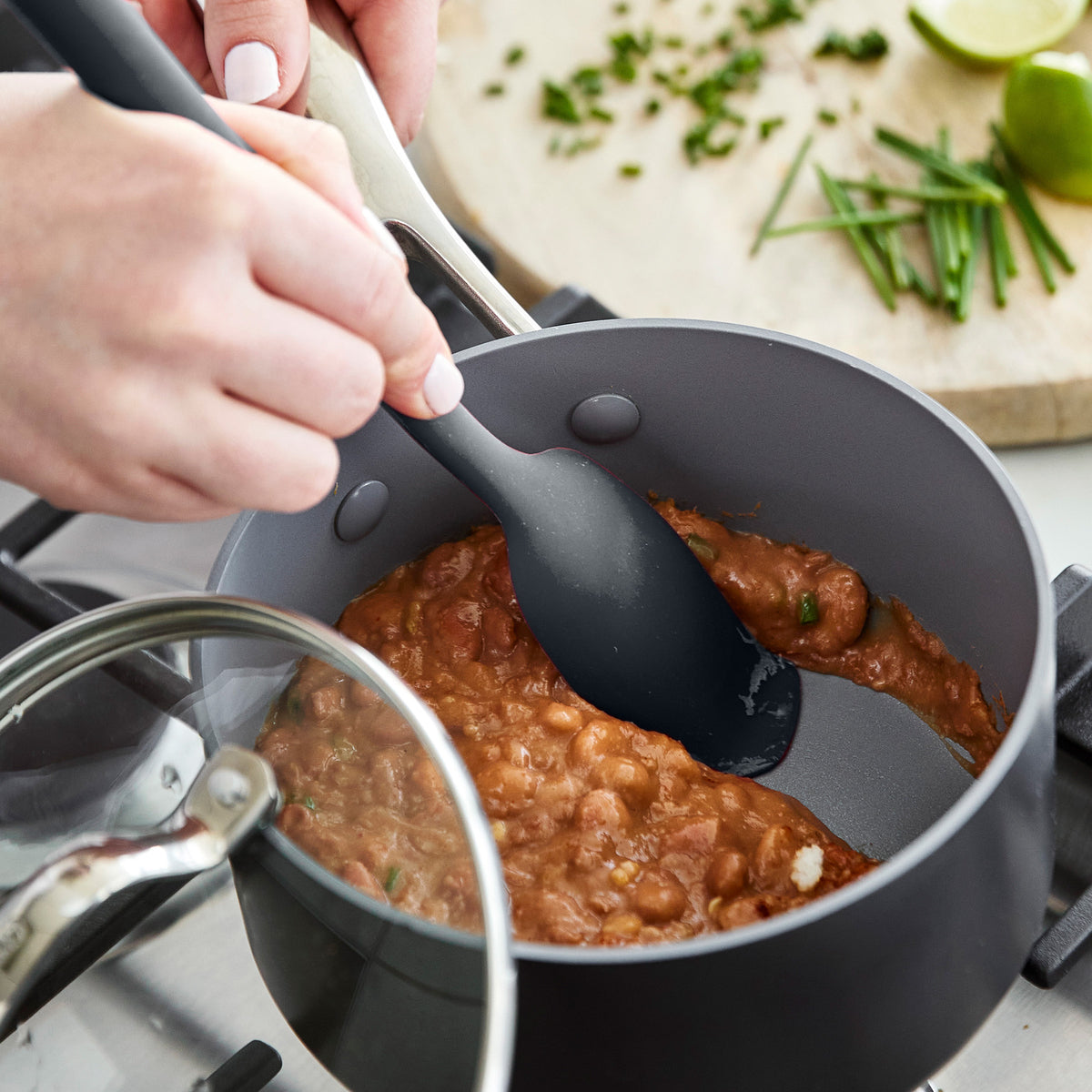 DI ORO Silicone Ladle & Spoons Set - Heat Resistant Kitchen Utensils For Nonstick Cookware
