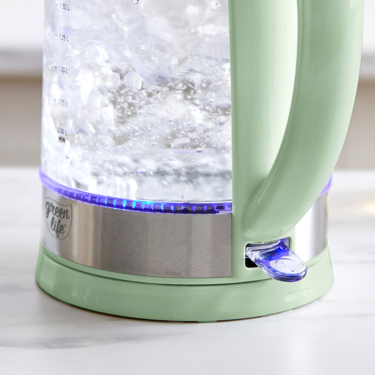 GreenLife Qwik & EZ Glass Kettle | Sage Green | GreenPan