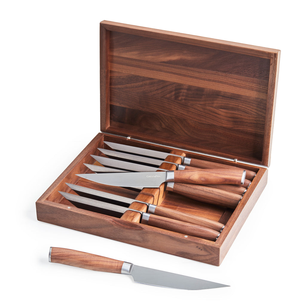 Premiere Titanium Cutlery 12-Piece Knife Block Set with Walnut Handles