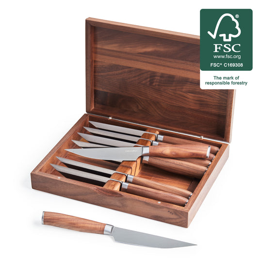 Premiere Titanium Cutlery 8-Piece Steak Knife Set with Walnut Handles