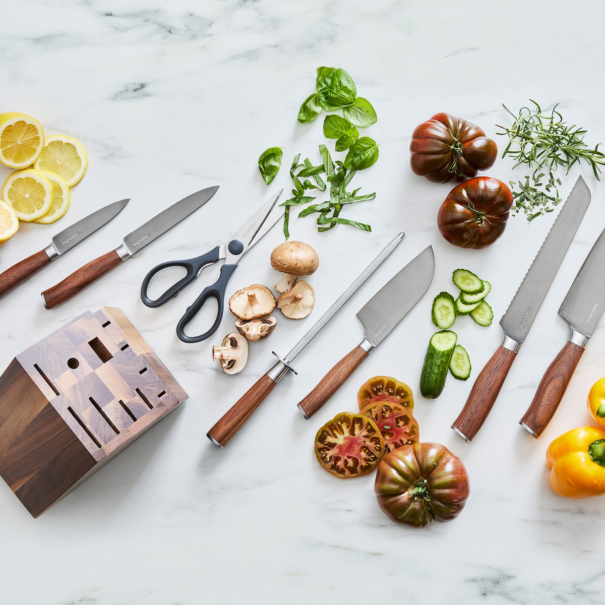 Ceramic Knife Set, 5 Pieces Professional Chef Knives with Sheaths, Including Ceramic Knives of 4 Different Sizes and 1 Vegetable Peeler