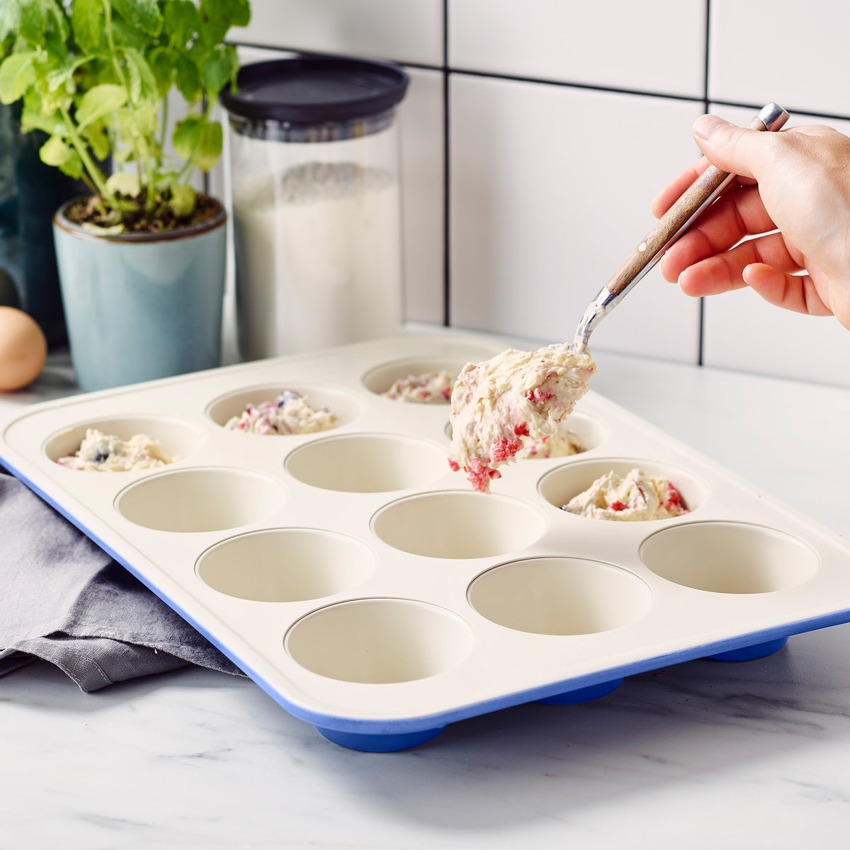 GreenLife Ceramic Nonstick Muffin Pan, Periwinkle