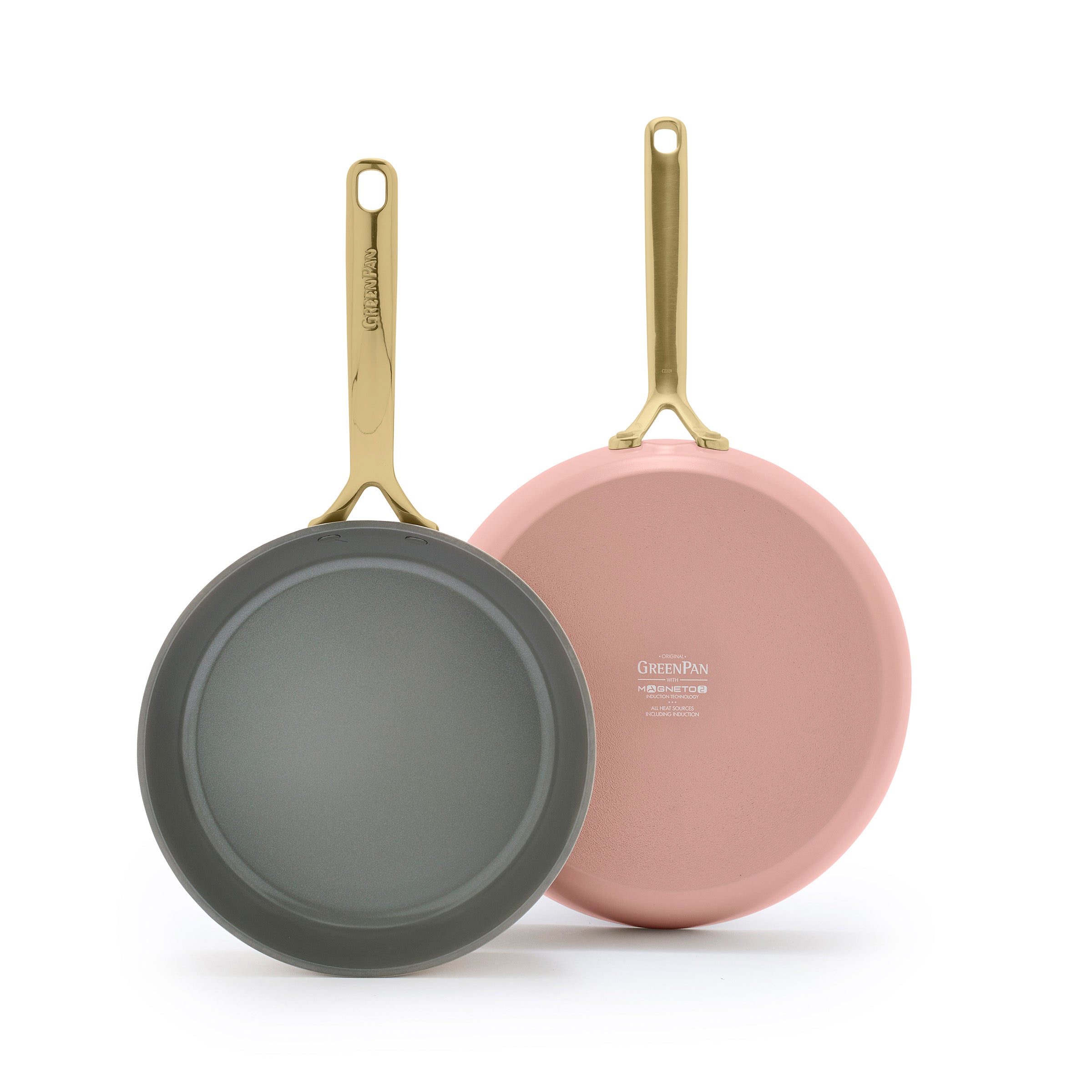 GP5 Colors Ceramic Nonstick 9.5" and 11" Frypan Set with Champagne