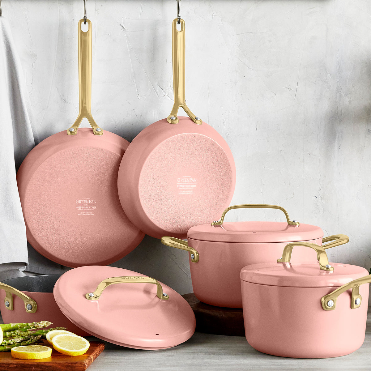 GP5 Colors Ceramic Nonstick 11-Piece Cookware Set with Champagne