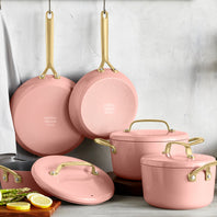 GP5 Colors Ceramic Nonstick 11-Piece Cookware Set with Champagne Handles | Dusty Rose