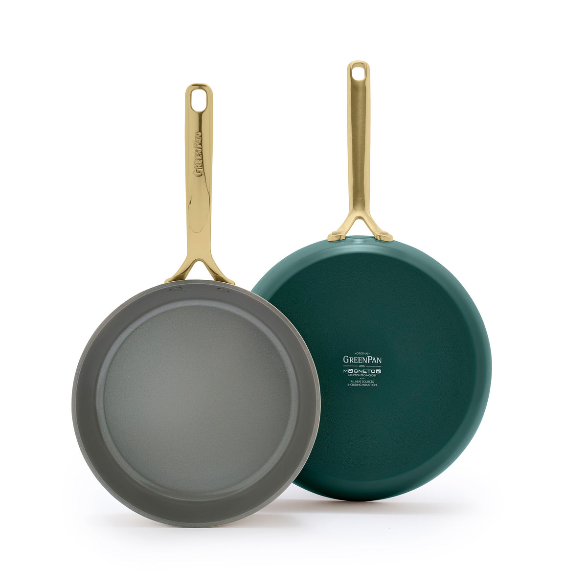 GP5 Colors Ceramic Nonstick 9.5" and 11" Frypan Set with Champagne