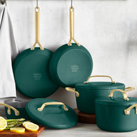 GP5 Colors Ceramic Nonstick 11-Piece Cookware Set with Champagne Handles | Rain Forest Green