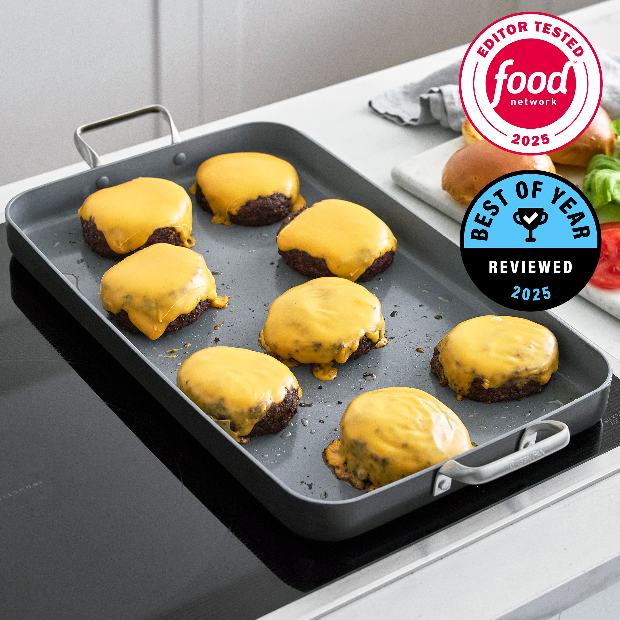 Valencia Pro Ceramic Nonstick 18" x 11" Double Burner Griddle