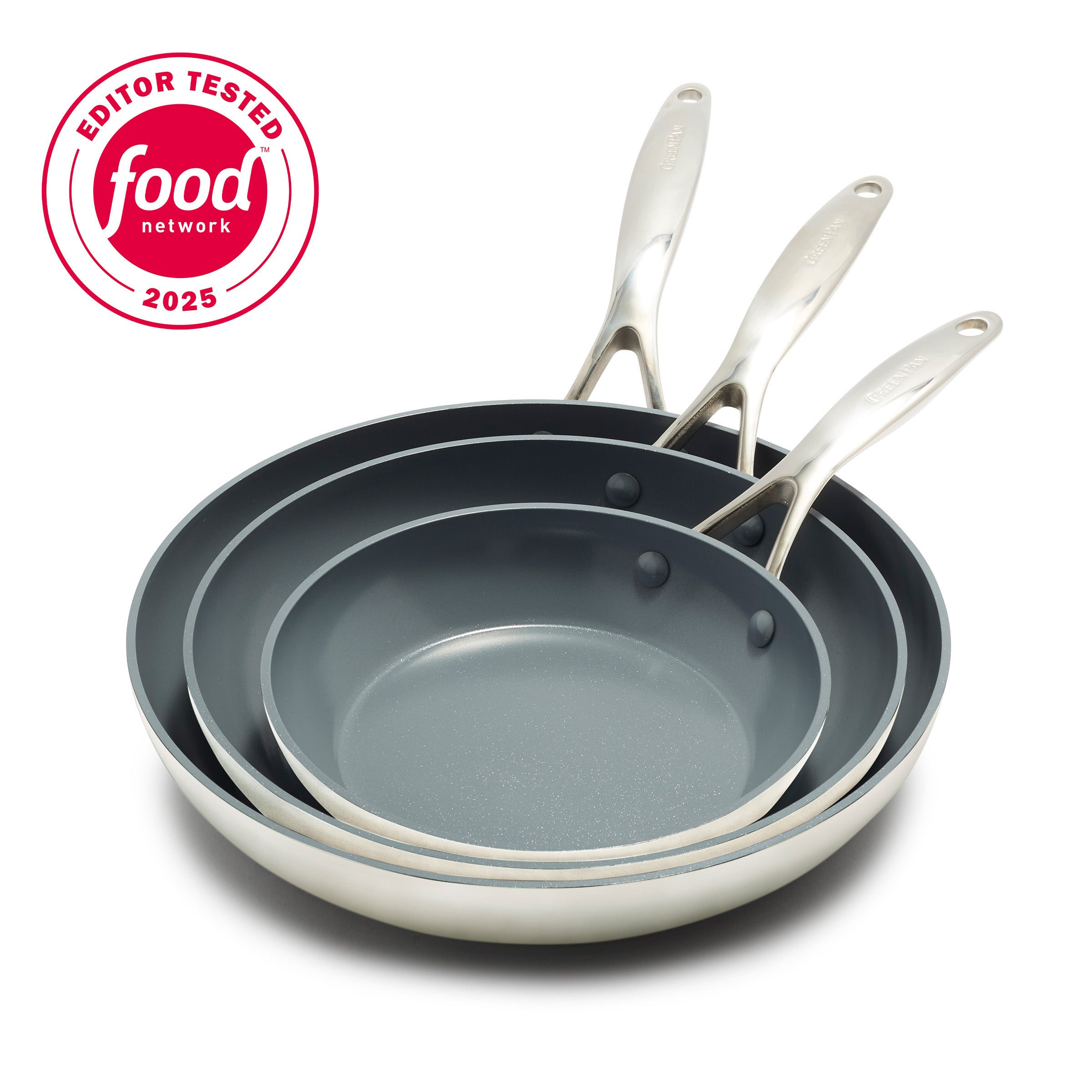 Valencia Pro Ceramic Nonstick 8", 9.5", and 11" Frypan Set | Cream