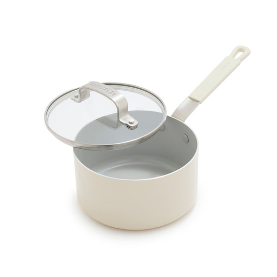 Bobby Flay by GreenPan Professional Ceramic Nonstick 1.6-Quart Saucepan with Lid | Cream