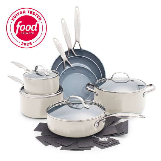 Valencia Pro Ceramic Nonstick 11-Piece Cookware Set | Cream
