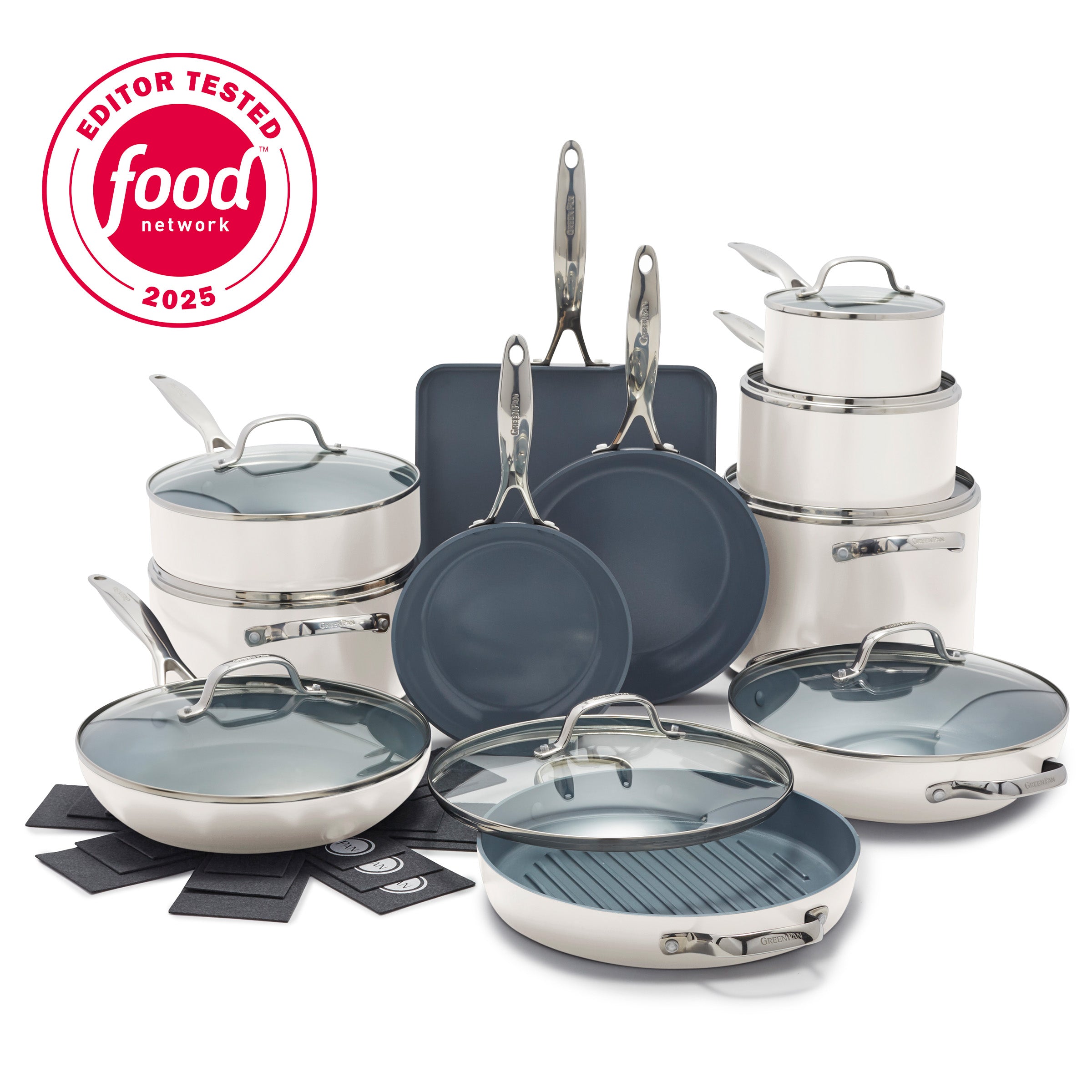 Valencia Pro Ceramic Nonstick 19-Piece Cookware Set | Cream