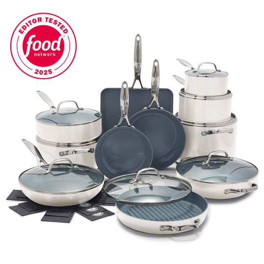 Valencia Pro Ceramic Nonstick 19-Piece Cookware Set | Cream