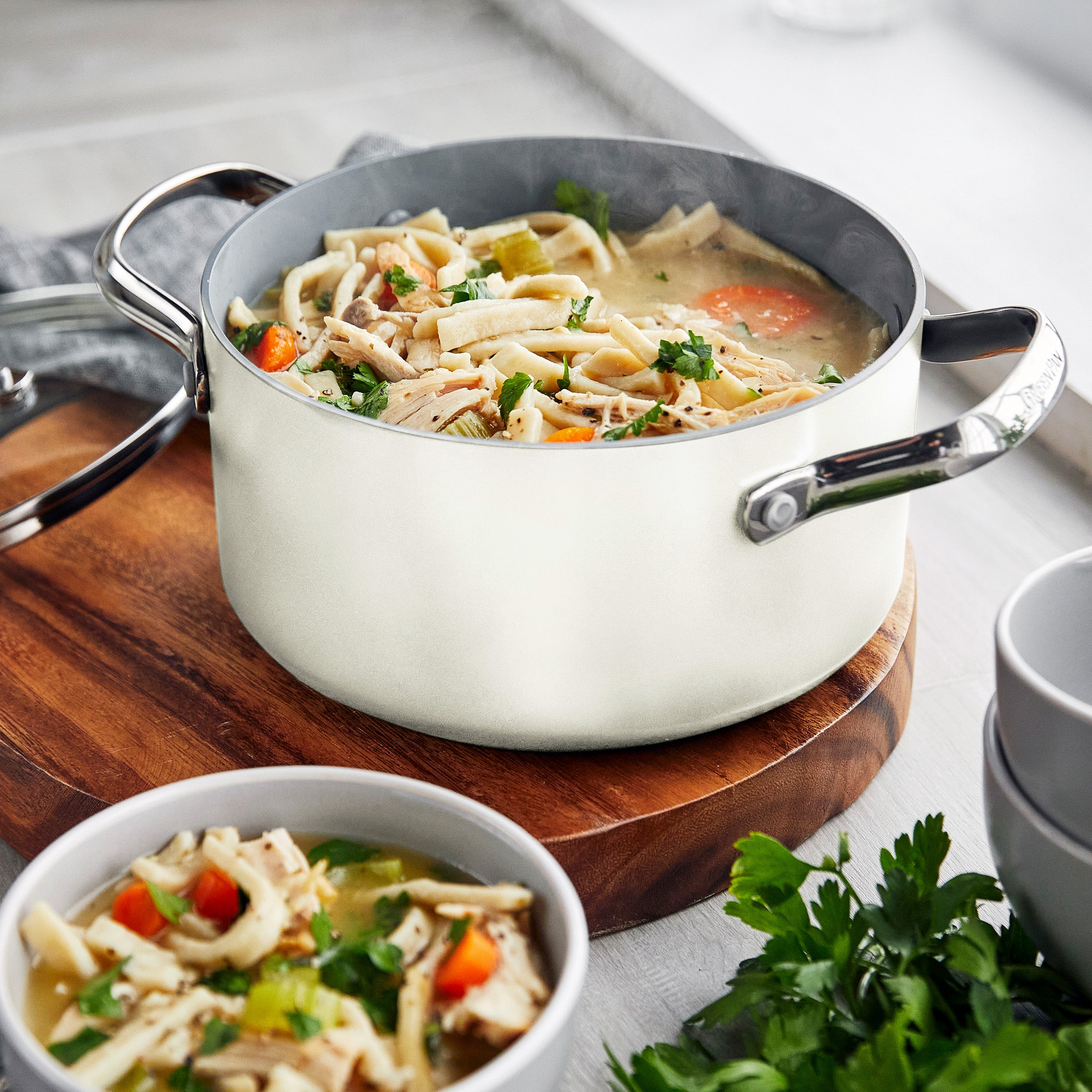 Valencia Pro Ceramic Nonstick 19-Piece Cookware Set | Cream