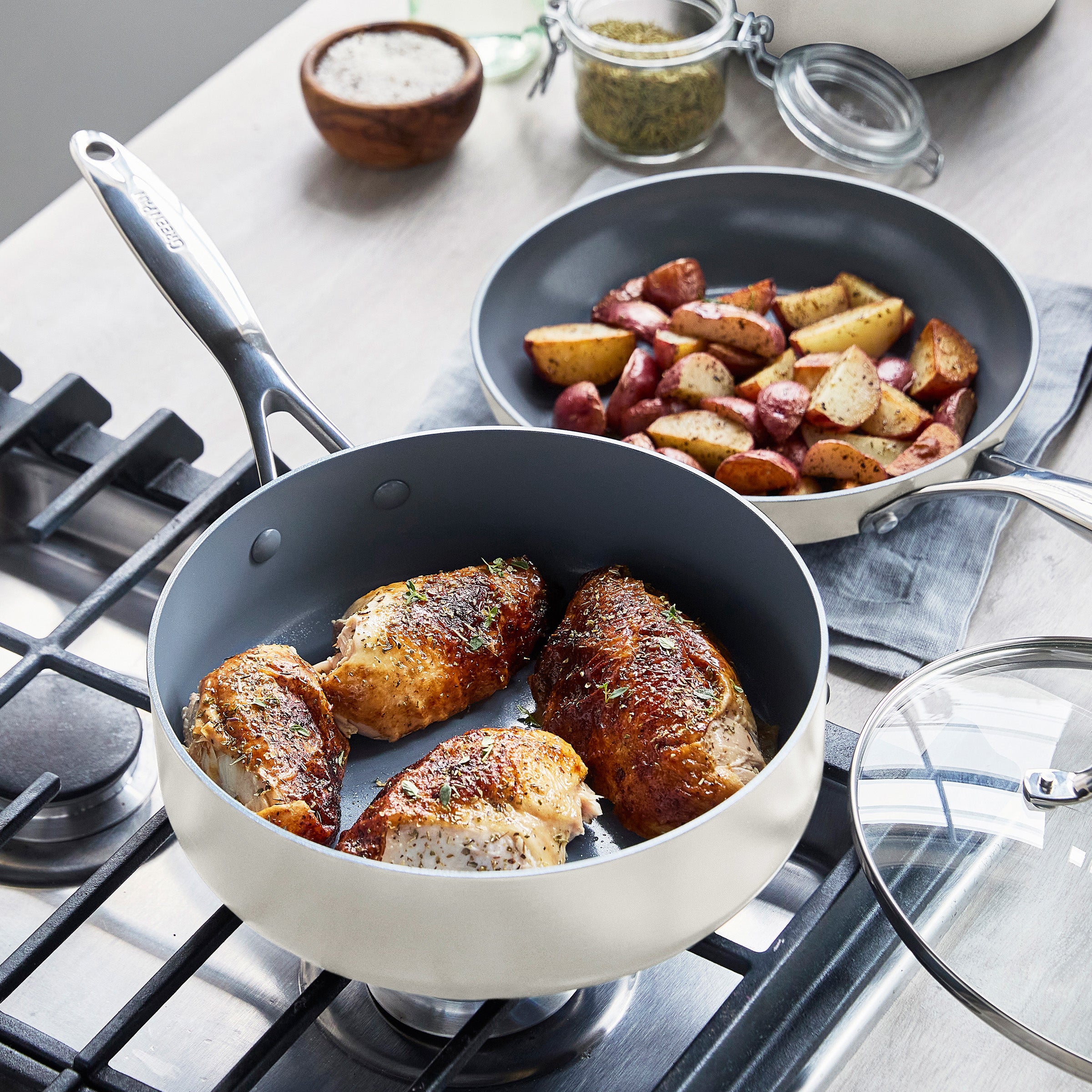 Valencia Pro Ceramic Nonstick 19-Piece Cookware Set | Cream