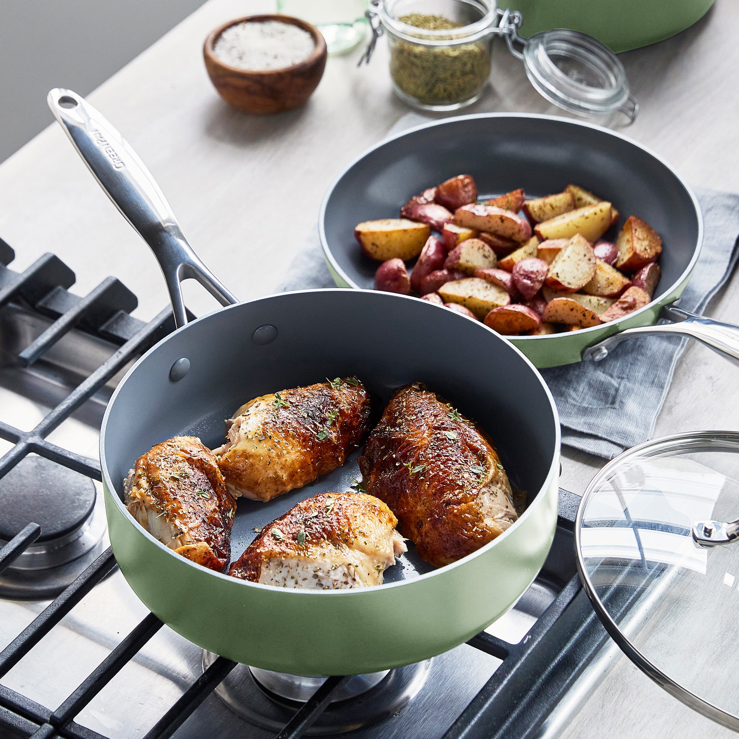 Valencia Pro Ceramic Nonstick 19-Piece Cookware Set | Sage