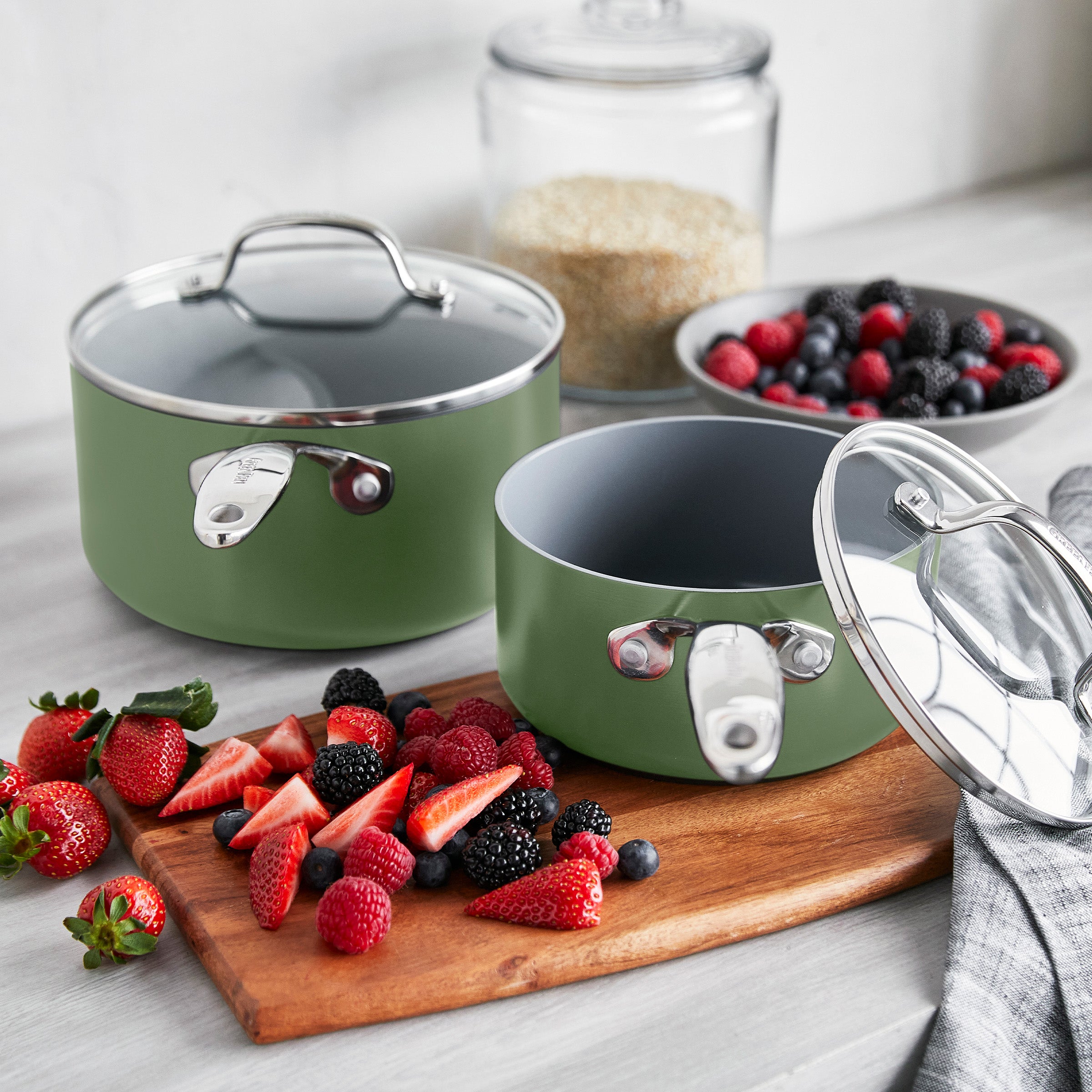 Valencia Pro Ceramic Nonstick 19-Piece Cookware Set | Sage