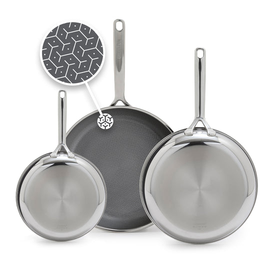 Spectra Diamond Thermobond Hybrid Ceramic Nonstick 8", 10" and 12" Frypan Set