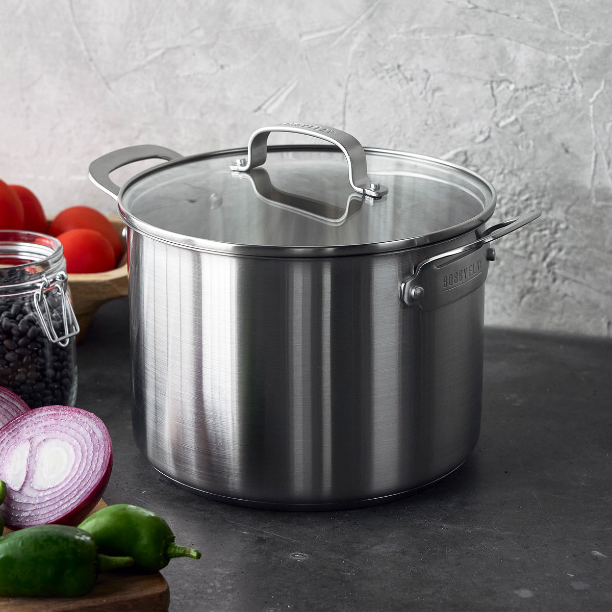 Bobby Flay by GreenPan Uncoated Stainless Steel 8-Quart Stockpot with Lid