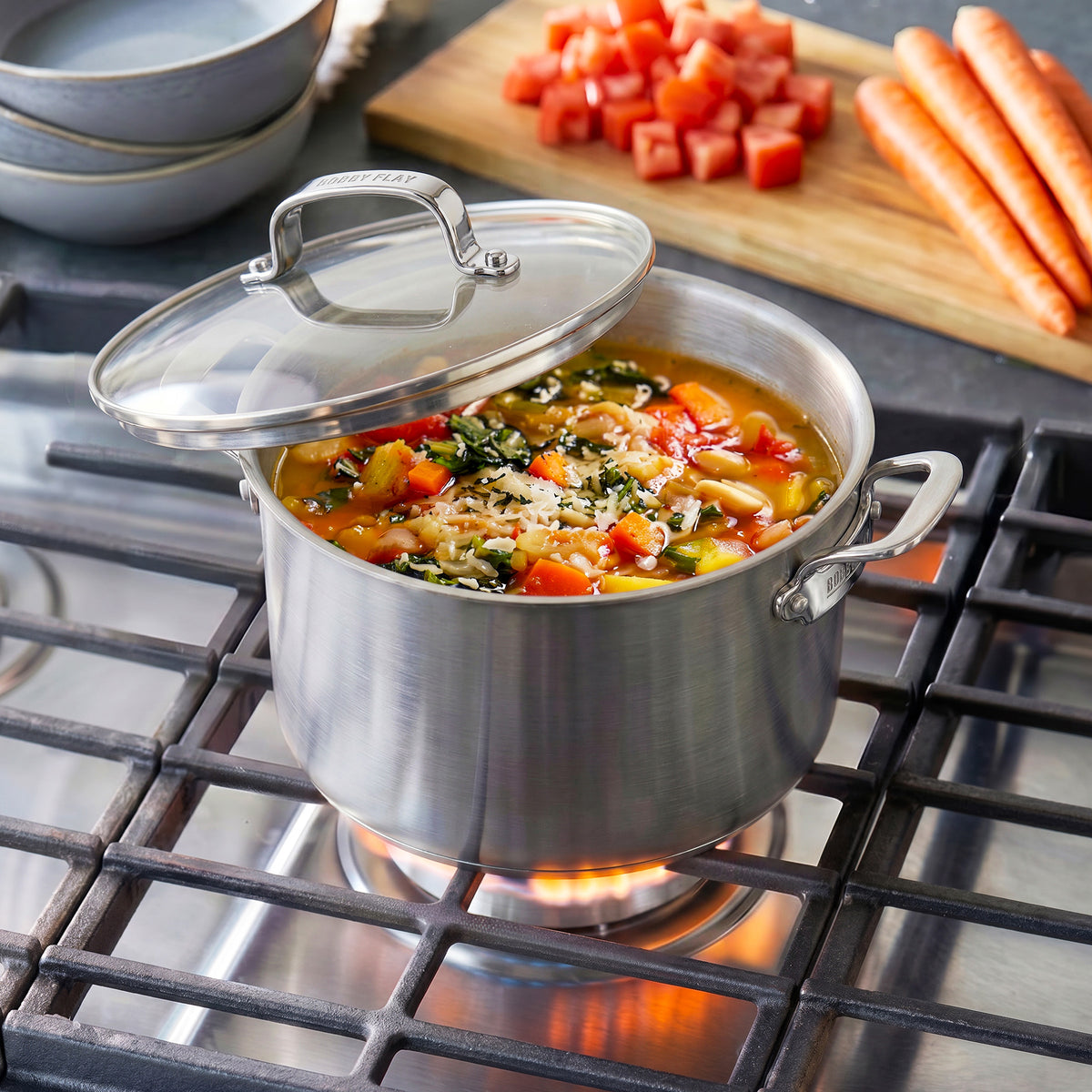 Bobby Flay by GreenPan Uncoated Stainless Steel 8-Quart Stockpot with Lid