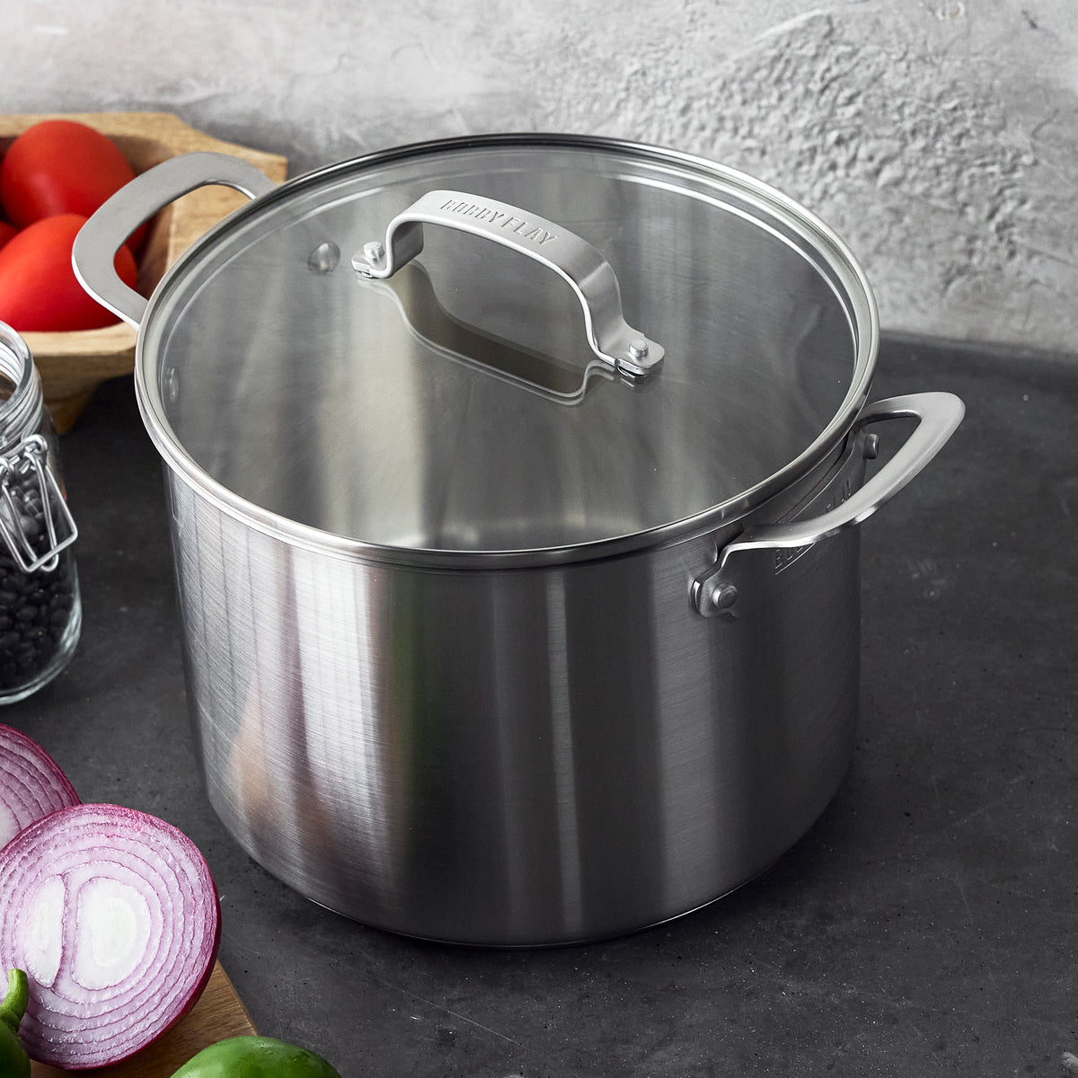 Bobby Flay by GreenPan Uncoated Stainless Steel 8-Quart Stockpot with Lid