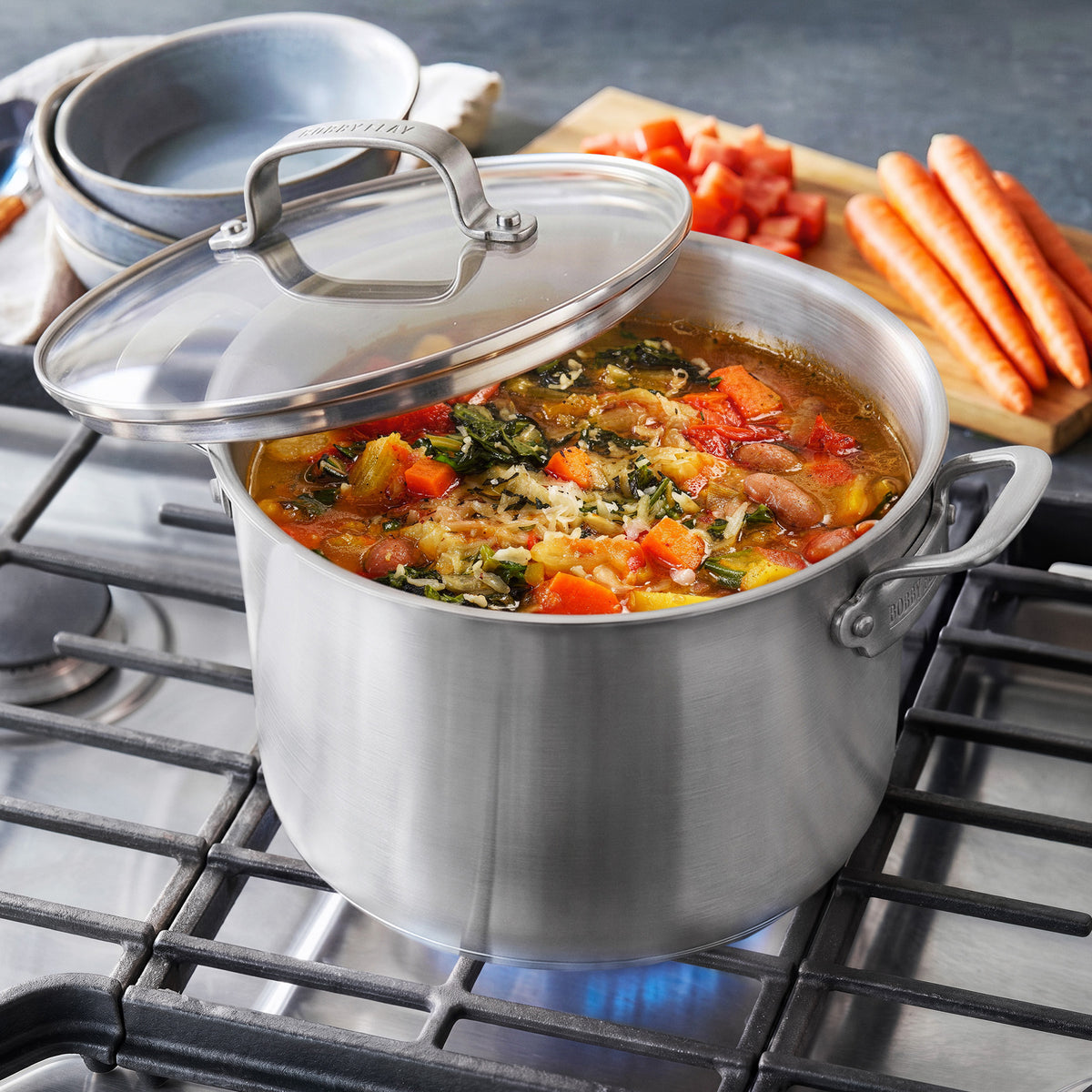 Bobby Flay by GreenPan Uncoated Stainless Steel 8-Quart Stockpot with Lid