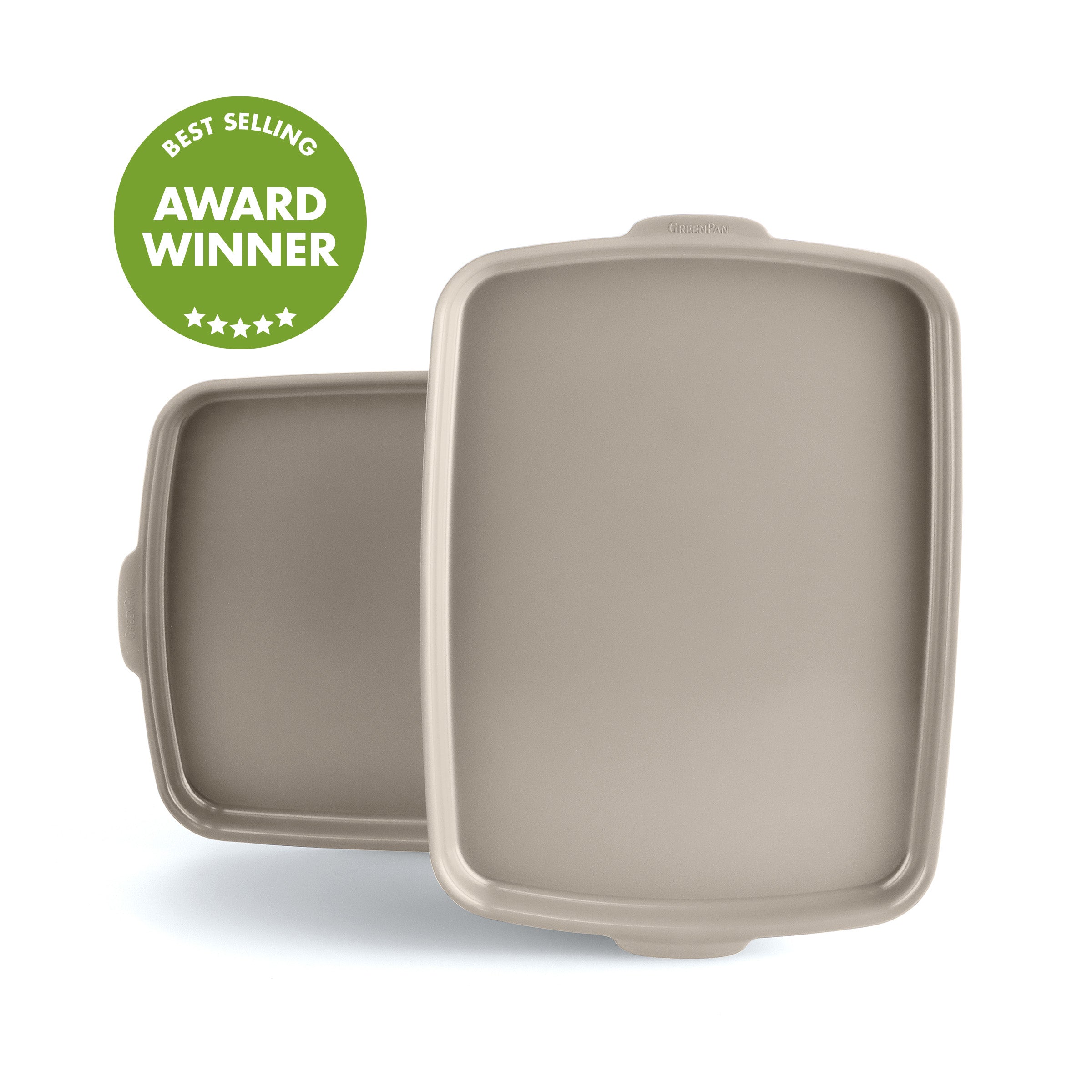 Premiere Ovenware Ceramic Nonstick 13" x 9" Quarter Sheet Pan Set | Taupe