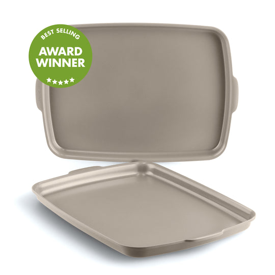 Premiere Ovenware Ceramic Nonstick 18" x 13" Half Sheet Pan Set | Taupe