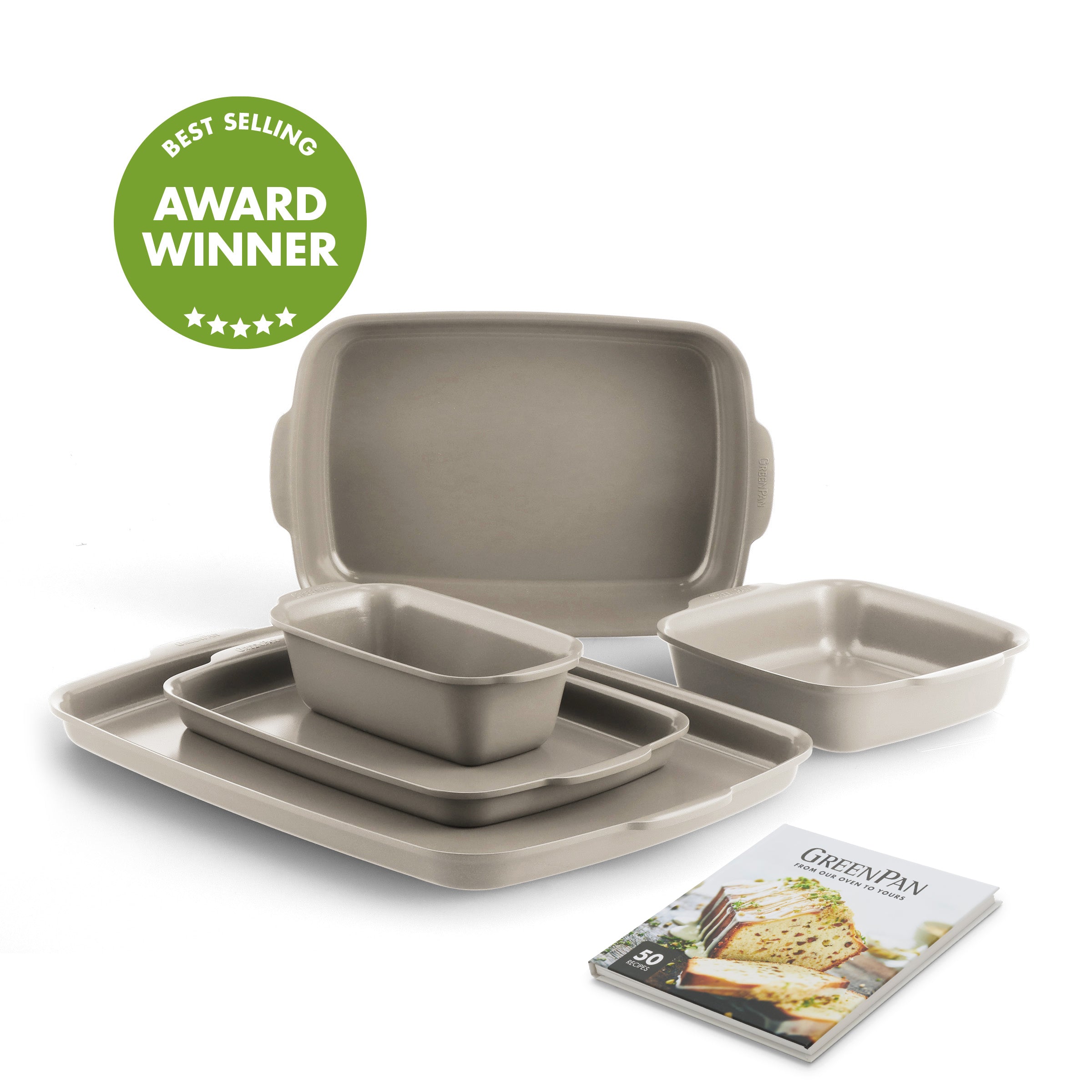 Premiere Ovenware Ceramic Nonstick 5-Piece Set | Taupe