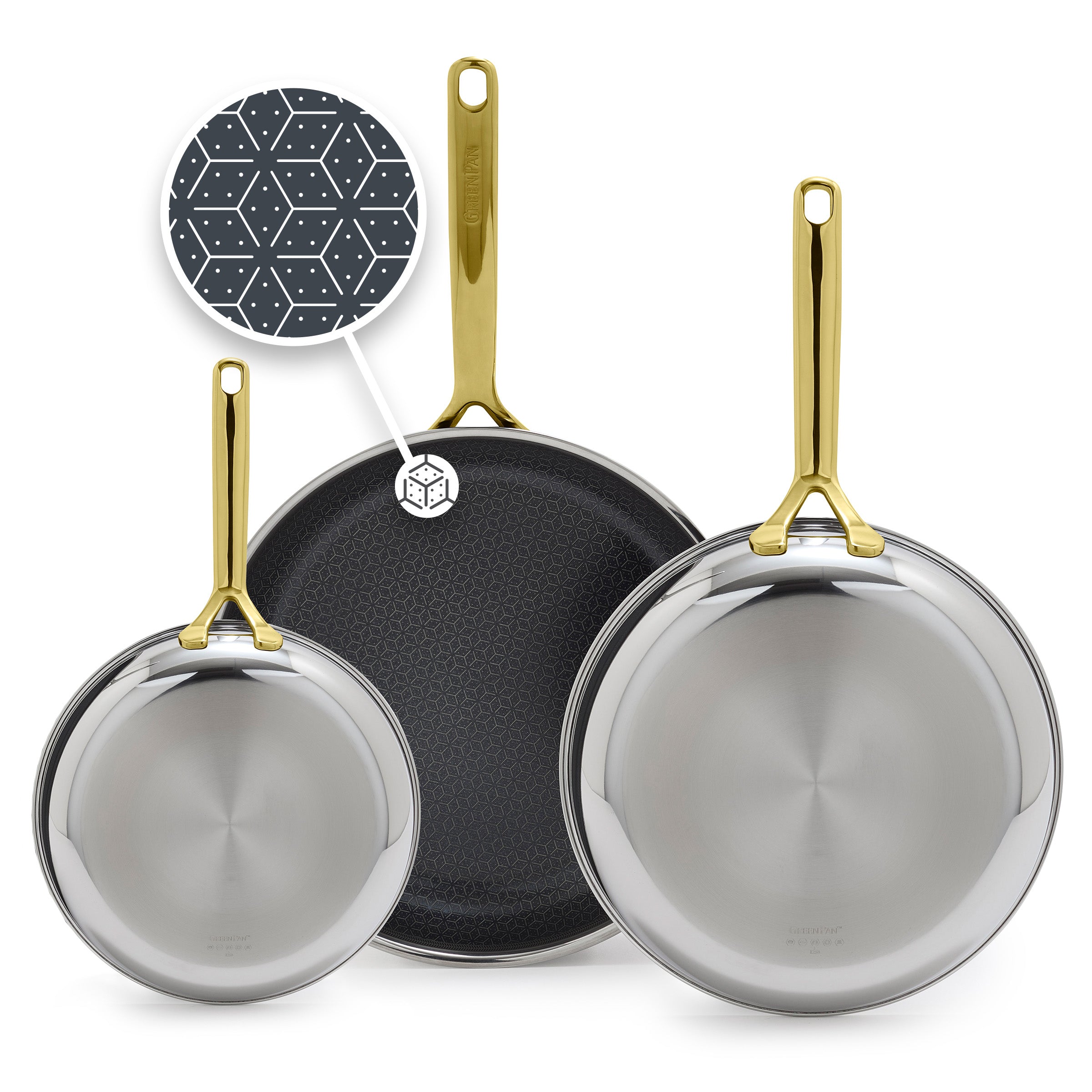 Spectra Gold Thermobond Hybrid Ceramic Nonstick 8", 10" and 12" Frypan Set