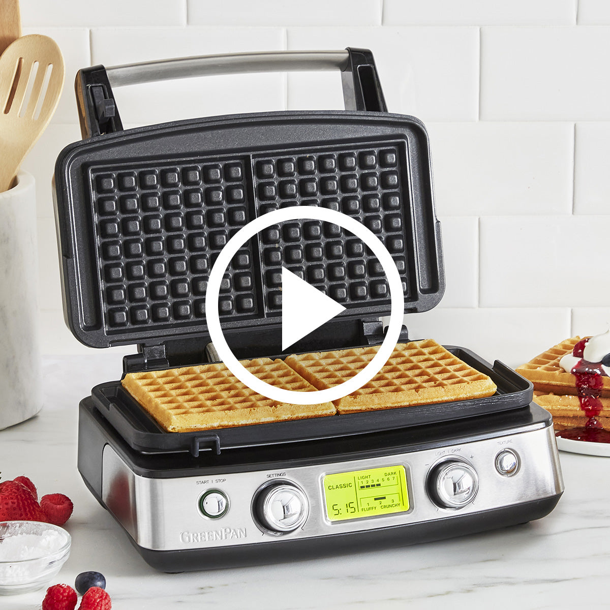 Bistro Ceramic Nonstick 2-Square Waffle Maker