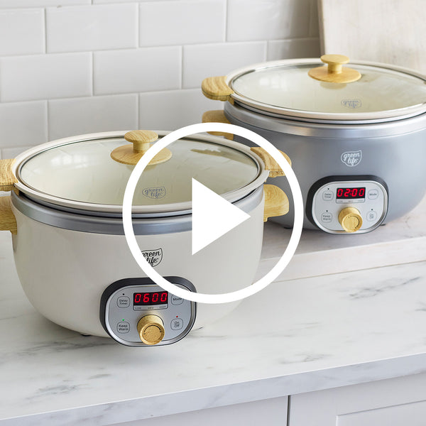 GreenLife Healthy 6-Quart Slow Cooker | Quartz Gray | GreenPan