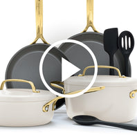 GP5 Colors Ceramic Nonstick 9.5" and 11" Frypan Set with Champagne Handles | Cloud Cream