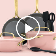 GP5 Colors Ceramic Nonstick 9.5" and 11" Frypan Set with Champagne Handles | Dusty Rose
