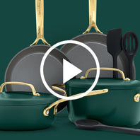 GP5 Colors Ceramic Nonstick 11-Piece Cookware Set with Champagne Handles | Rain Forest Green