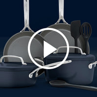 GP5 Colors Ceramic Nonstick 9.5" and 11" Frypan Set with Mirror Handles | Oxford Blue