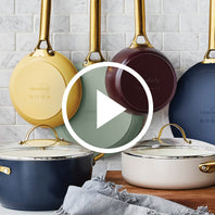 Reserve Ceramic Nonstick 10-Piece Cookware Set | Merlot with Gold-Tone Handles