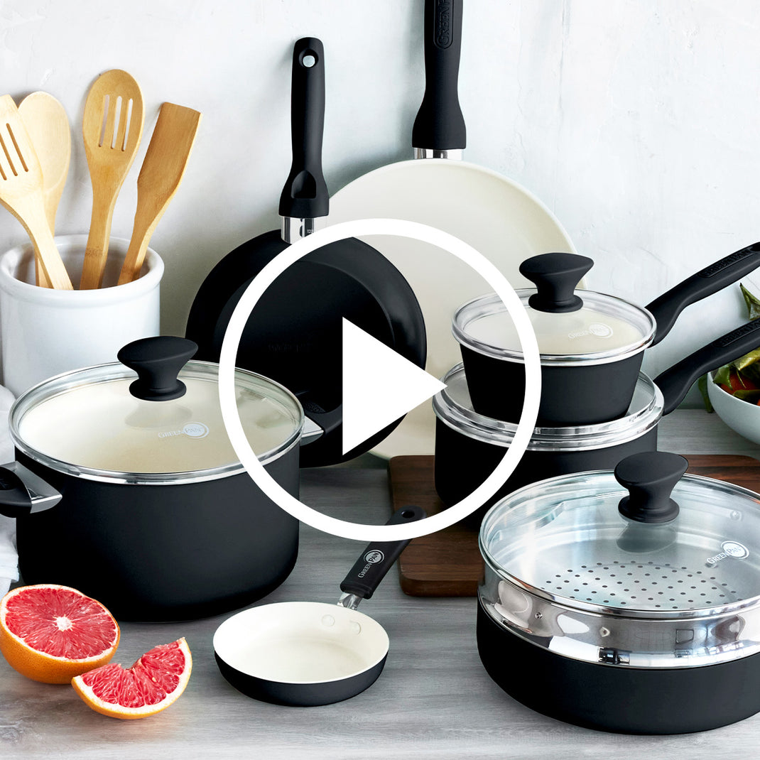 Rio Ceramic Nonstick 16-Piece Cookware Set | Black | GreenPan