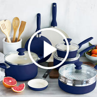 Rio Ceramic Nonstick 16-Piece Cookware Set | Navy