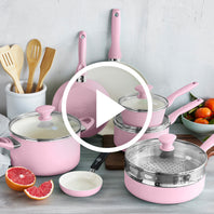 Rio Ceramic Nonstick 8" and 10" Frypan Set | Pink