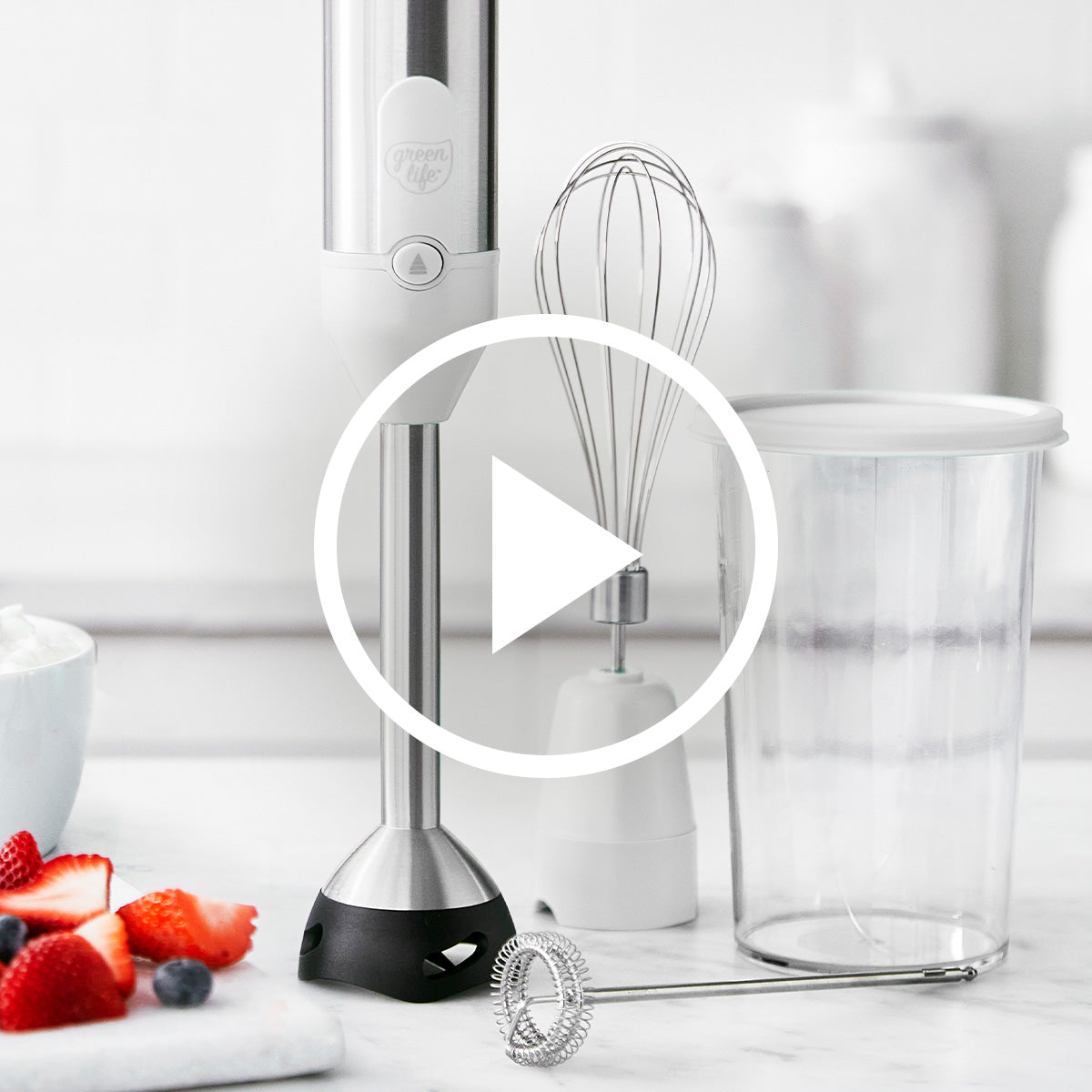 GreenLife Variable Speed Hand Blender | White | GreenPan