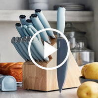 Titanium Cutlery Ultimate 16-Piece Knife Block Set | Blue Haze
