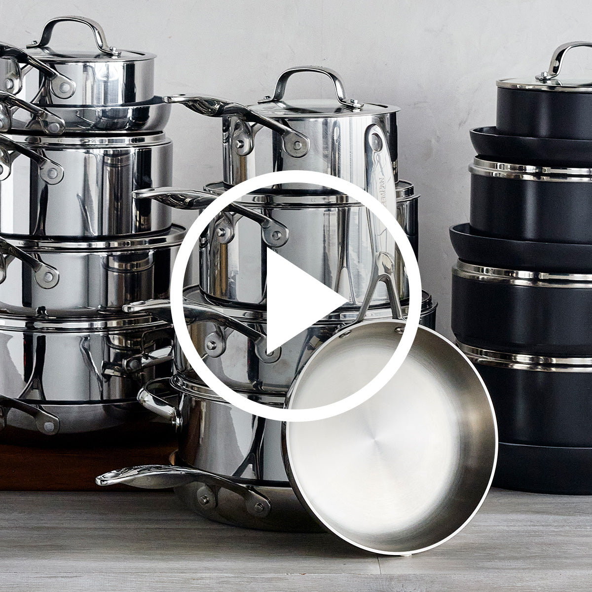 Valencia Pro Stainless Steel Uncoated Frypan Set - Thumbnail 5