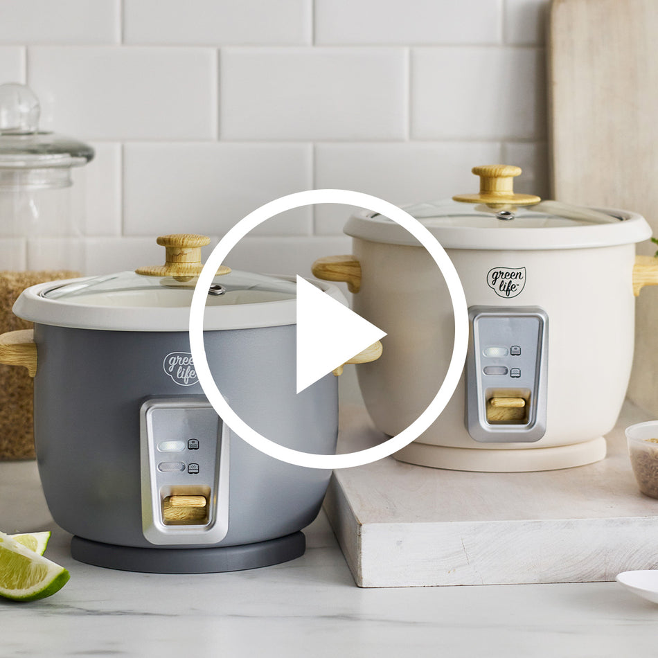GreenLife 6-Cup Rice Cooker | Quartz Gray | GreenPan