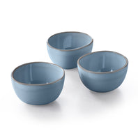 Keltum Glazed Stoneware 4" Bowls, Set of 3 | Blue