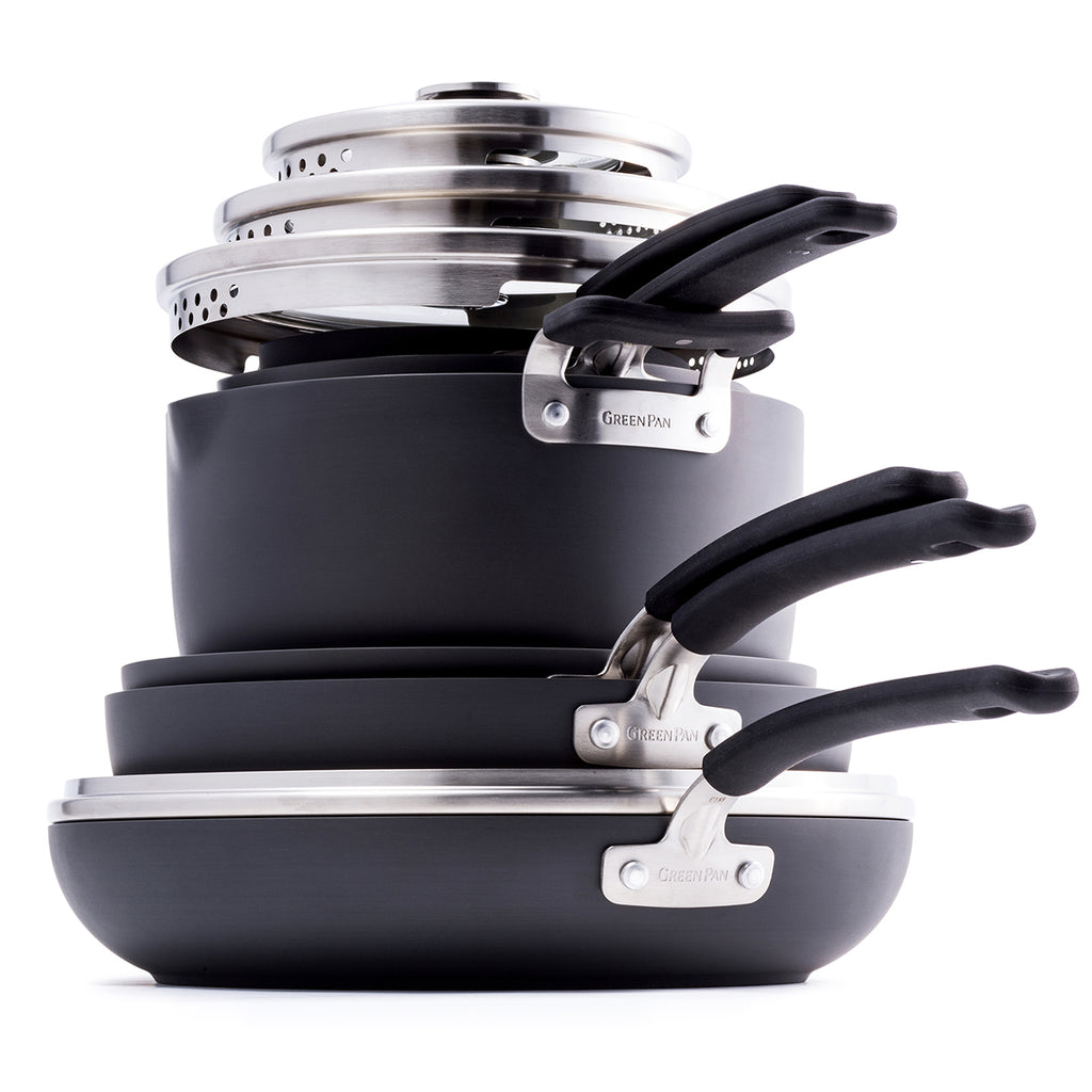 Levels Hard Anodized Stackable Ceramic Nonstick 11-Piece Cookware Set