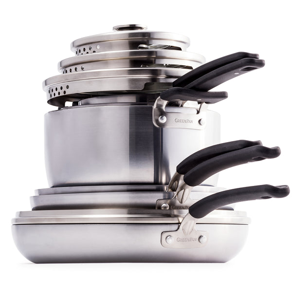 GreenPan Levels 6-Pc. Stainless Steel Stackable Ceramic Nonstick Set